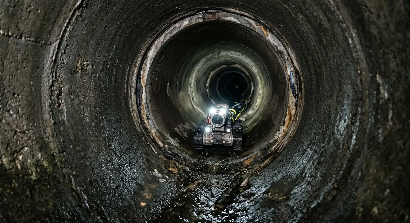 Robotic sewer camera inspecting pipe interior for Sewer Line Repair in The Meadows